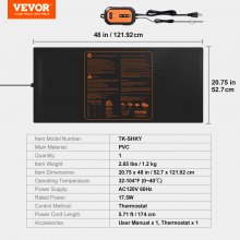 VEVOR 48"x 20.75" Seedling Heat Mat w/ Digital Thermostat Combo Set, MET-Listed Heating Pad for Seed Starting, Waterproof Seed Mats for Germination, Indoor Gardening, Hydroponic, Greenhouse, 1 Pack