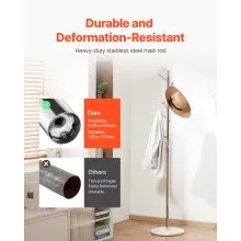 VEVOR Coat Rack Freestanding Coats Rack Stand with Stable Marble Base & 8 Hooks