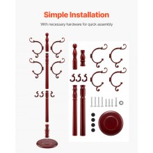 VEVOR Freestanding Coat Rack Wooden Coat Tree with Stable Large Base & 11 Hooks