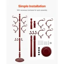 VEVOR Freestanding Coat Rack Wooden Coat Tree with Stable Large Base & 11 Hooks