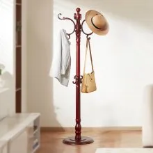 VEVOR Freestanding Coat Rack Wooden Coat Tree with Stable Large Base & 11 Hooks
