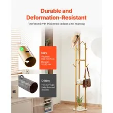 VEVOR Coat Rack Freestanding Coat Rack Stand with Quartz Stone Base & 9 Hooks
