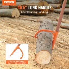 VEVOR Log Peavey 46.5 in Wooden Handle Log Lifter Max 18 in Opening Log Roller