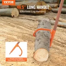 VEVOR Log Peavey 46.5 in Wooden Handle Log Lifter Max 18 in Opening Log Roller