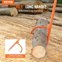 VEVOR Log Peavey 46.5 in Metal Handle Log Lifter Max 19 in Opening Log Roller