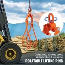 VEVOR Timber Claw Hook, 36 inch 4 Claw Log Grapple for Logging Tongs, Swivel Steel Log Lifting Tongs, Eagle Claws Design with 3307 lbs/1500 kg Loading Capacity for Tractors, ATVs, Trucks, Forklifts