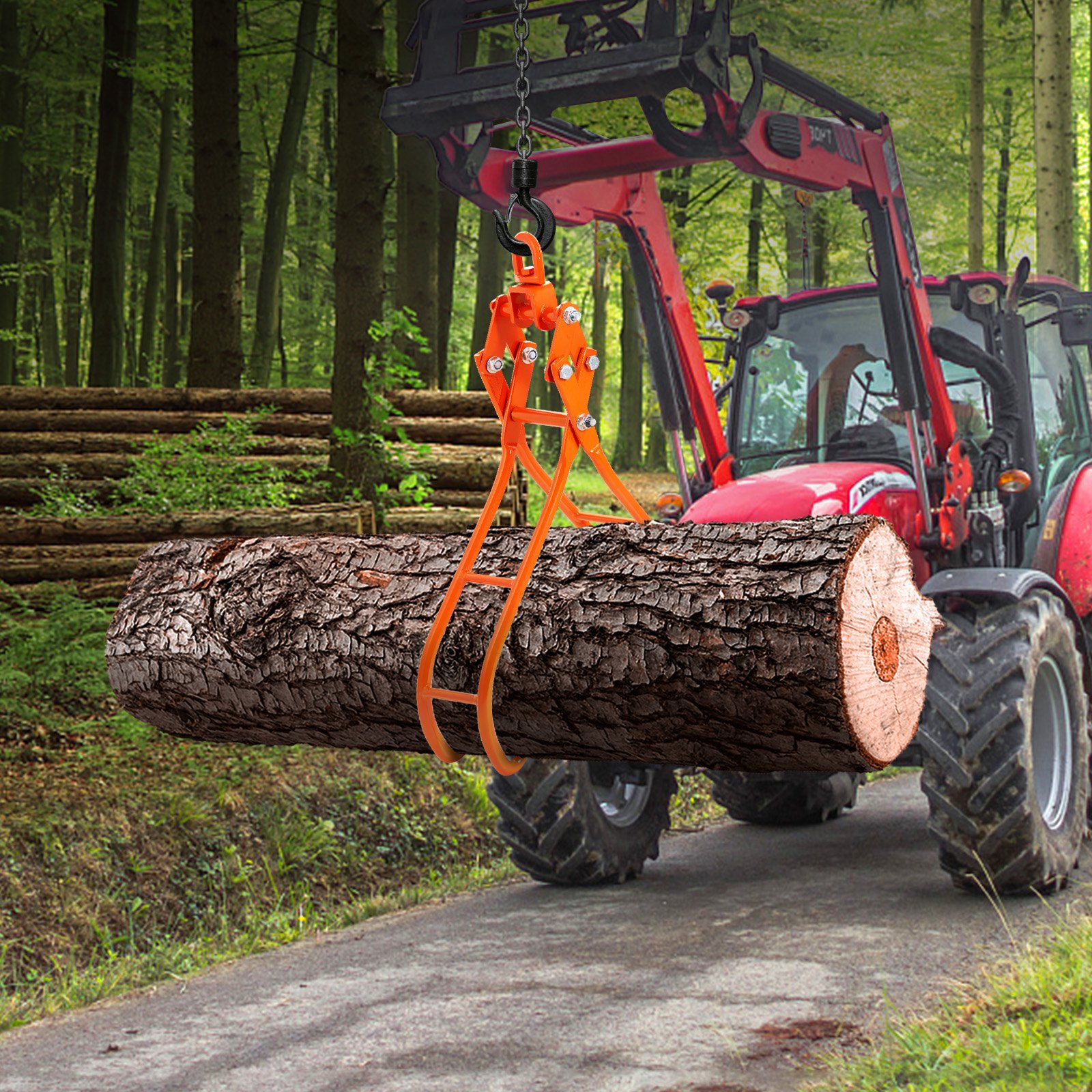VEVOR Timber Claw Hook, 36 inch 4 Claw Log Grapple for Logging Tongs, Swivel Steel Log Lifting Tongs, Eagle Claws Design with 3307 lbs/1500 kg Loading Capacity for Tractors, ATVs, Trucks, Forklifts