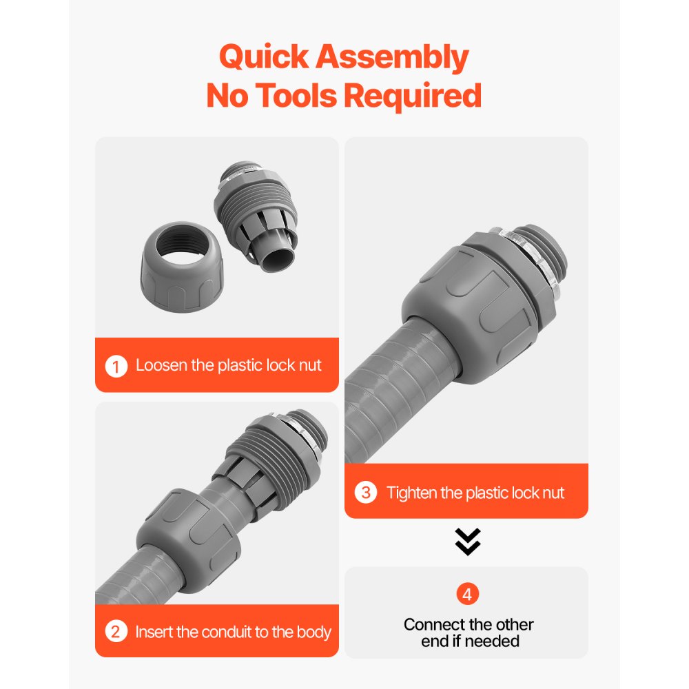 Conector hermético para conductos no metálicos VEVOR de 1/2 pulg. (100 unidades)