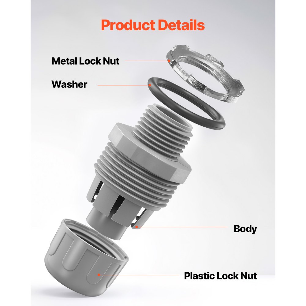 Conector hermético para conductos no metálicos VEVOR de 1/2 pulg. (100 unidades)