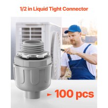 1/2 in 100 pcs Liquid Tight Connector Non-Metallic Conduit Fitting Connector