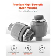 1/2 in 100 pcs Liquid Tight Connector Non-Metallic Conduit Fitting Connector