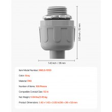 1/2 in 100 pcs Liquid Tight Connector Non-Metallic Conduit Fitting Connector