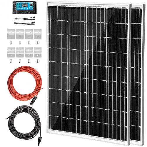 Vevor 2pcs 150w Solar Panel Kit 12v Solar Battery Charger For Rv Boat Home Camp