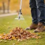 VEVOR Leaf Rake, 15 Metal Tines, Adjustable Garden Rake for Lawns with 7.5-22.4 Inch Wide Head & 32-63 Inch Long Handle, Heavy Duty Stainless Steel Small Leaves Tool for Gardening Camping Yard Grass