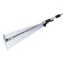 VEVOR Leaf Rake, 15 Metal Tines, Adjustable Garden Rake for Lawns with 7.5-22.4 Inch Wide Head & 32-63 Inch Long Handle, Heavy Duty Stainless Steel Small Leaves Tool for Gardening Camping Yard Grass