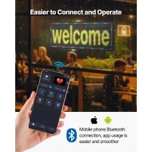 VEVOR Programmable LED Sign, P10 Full Color Flexible Digital Scrolling Panel, DIY Custom Text Pattern GIF Display Board, Bluetooth APP Control Message Shop Sign for Store Business Advertising, 40x14 in