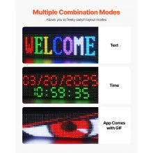 40x8 in Programmable LED Sign Digital Scrolling Display Board P10 Full-color