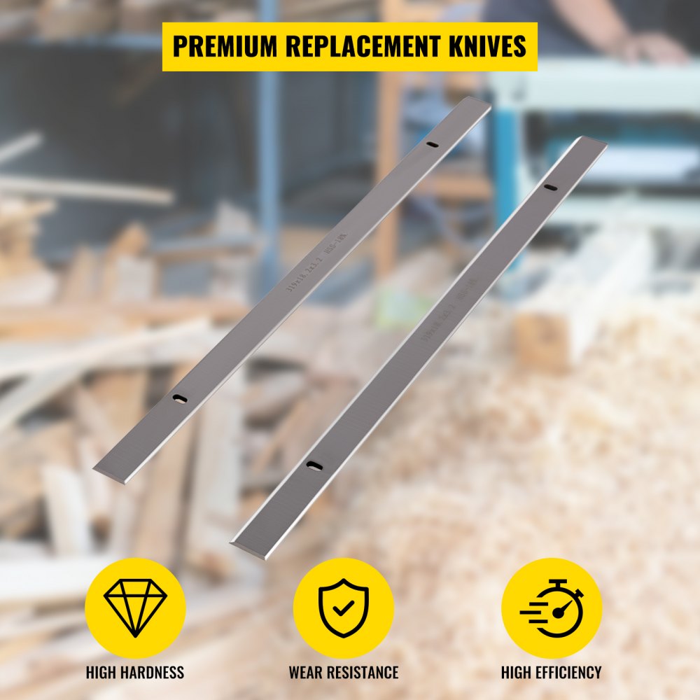 VEVOR Planer Blades 12-1/2 Inches Planer Knives 319x18.2x3.2 mm HSS Knives for VEVOR Planer HSS Planer Blades Single Edges Replaceable Knife for Craftsman Planer Mb1931 Emb1931 1Set/2PCs(12.5inch)