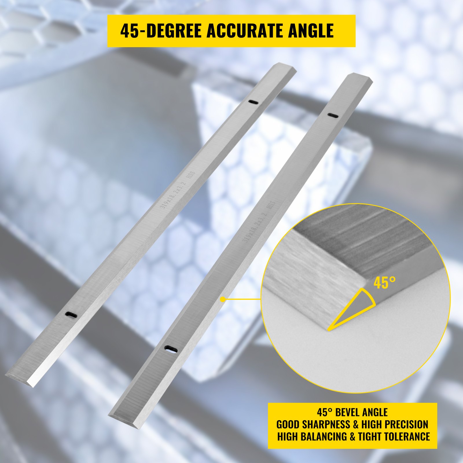 VEVOR 2PCs HSS Planer Blades 319x18.2x3.2mm Double Edges MB1931 EMB1931 Planer
