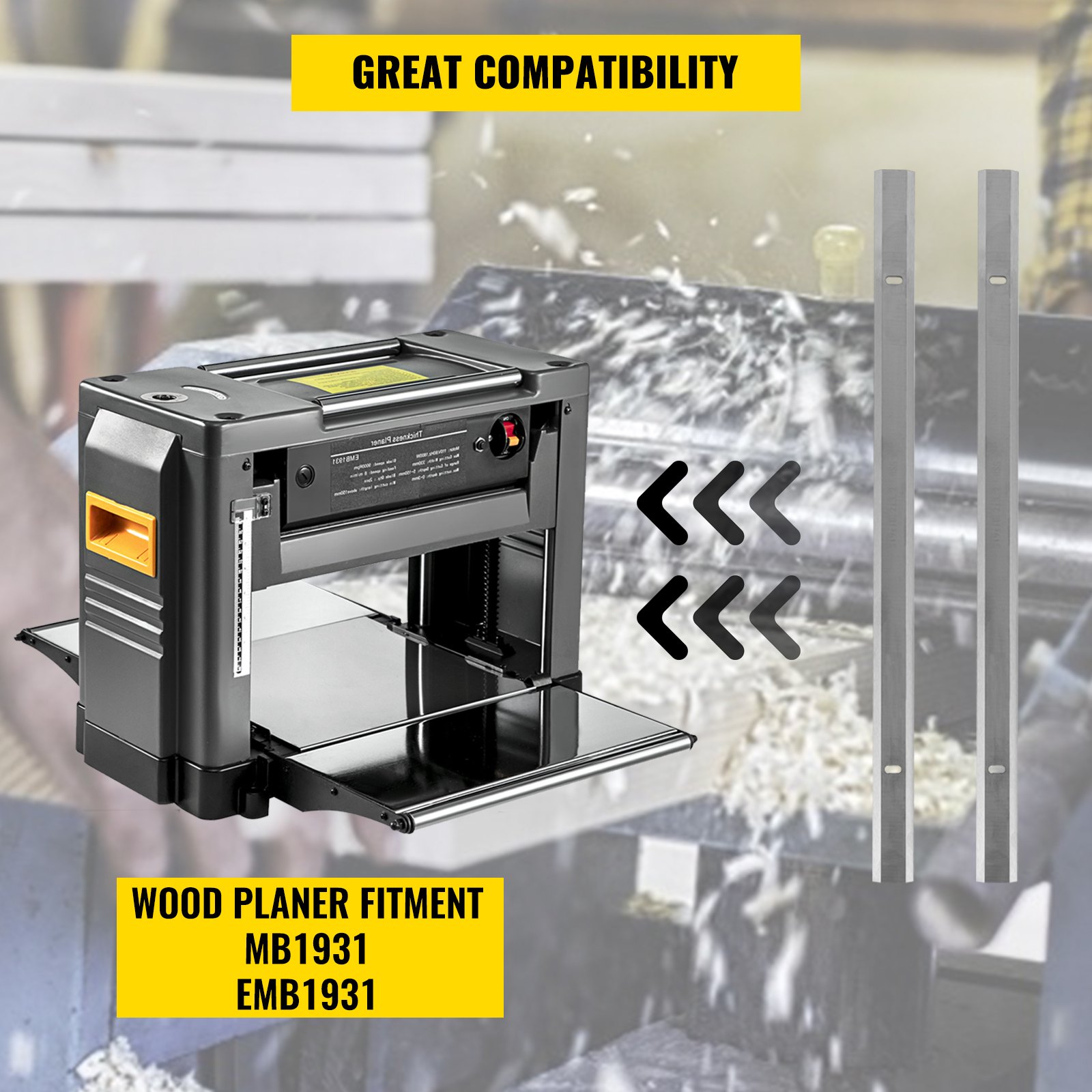 VEVOR 2PCs HSS Planer Blades 319x18.2x3.2mm Double Edges MB1931 EMB1931 Planer