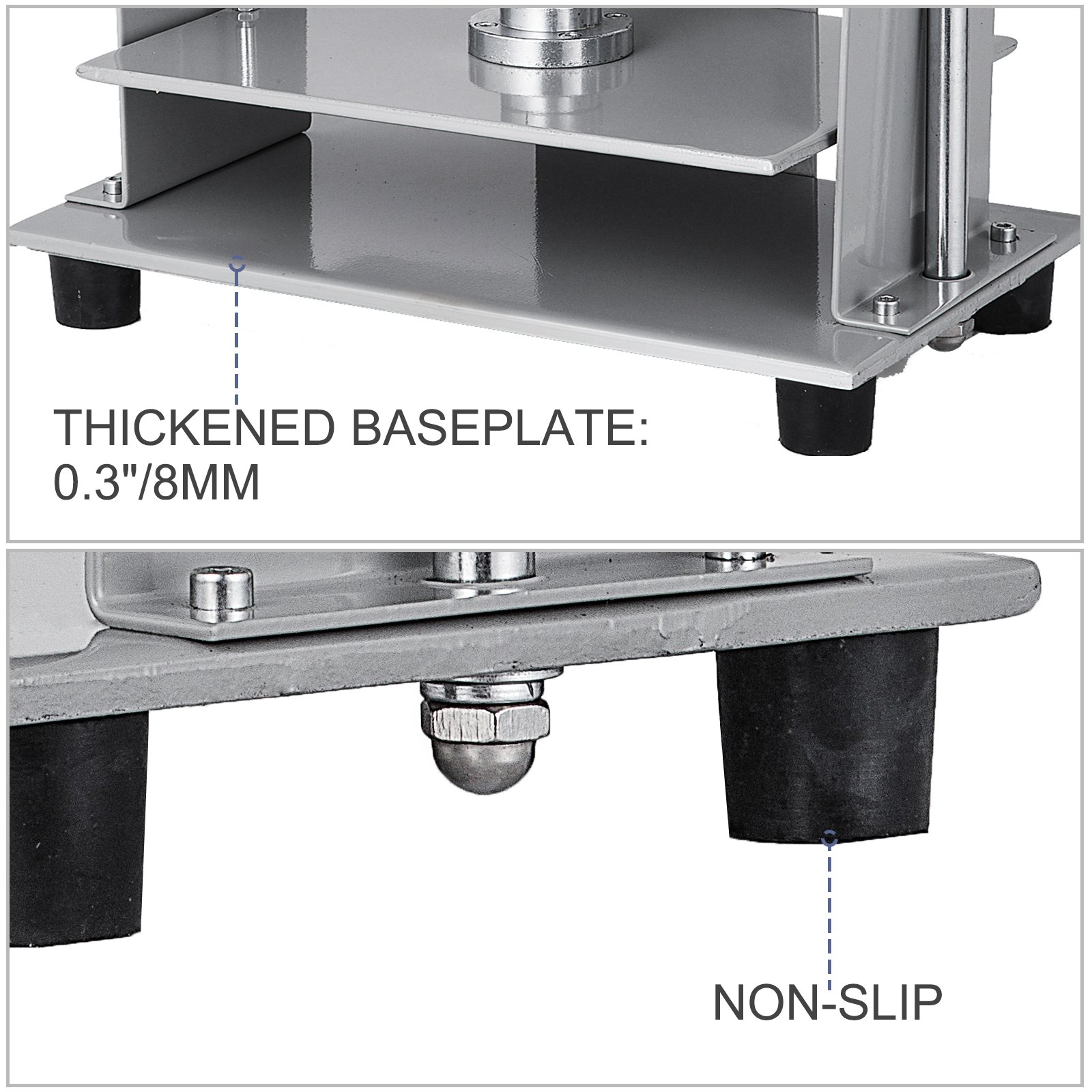 VEVOR manual paper press machine with thickened baseplate and non-slip feet.