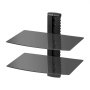 Estantes flotantes de vidrio VEVOR, soportan hasta 8 kg, soporte de pared para TV con estante, centro de entretenimiento flotante reforzado para reproductores de DVD, PS4, decodificadores de cable, consolas de juegos, Sky Box y accesorios de TV, 2 niveles