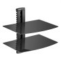 Estantes flotantes de vidrio VEVOR, soportan hasta 8 kg, soporte de pared para TV con estante, centro de entretenimiento flotante reforzado para reproductores de DVD, PS4, decodificadores de cable, consolas de juegos, Sky Box y accesorios de TV, 2 niveles
