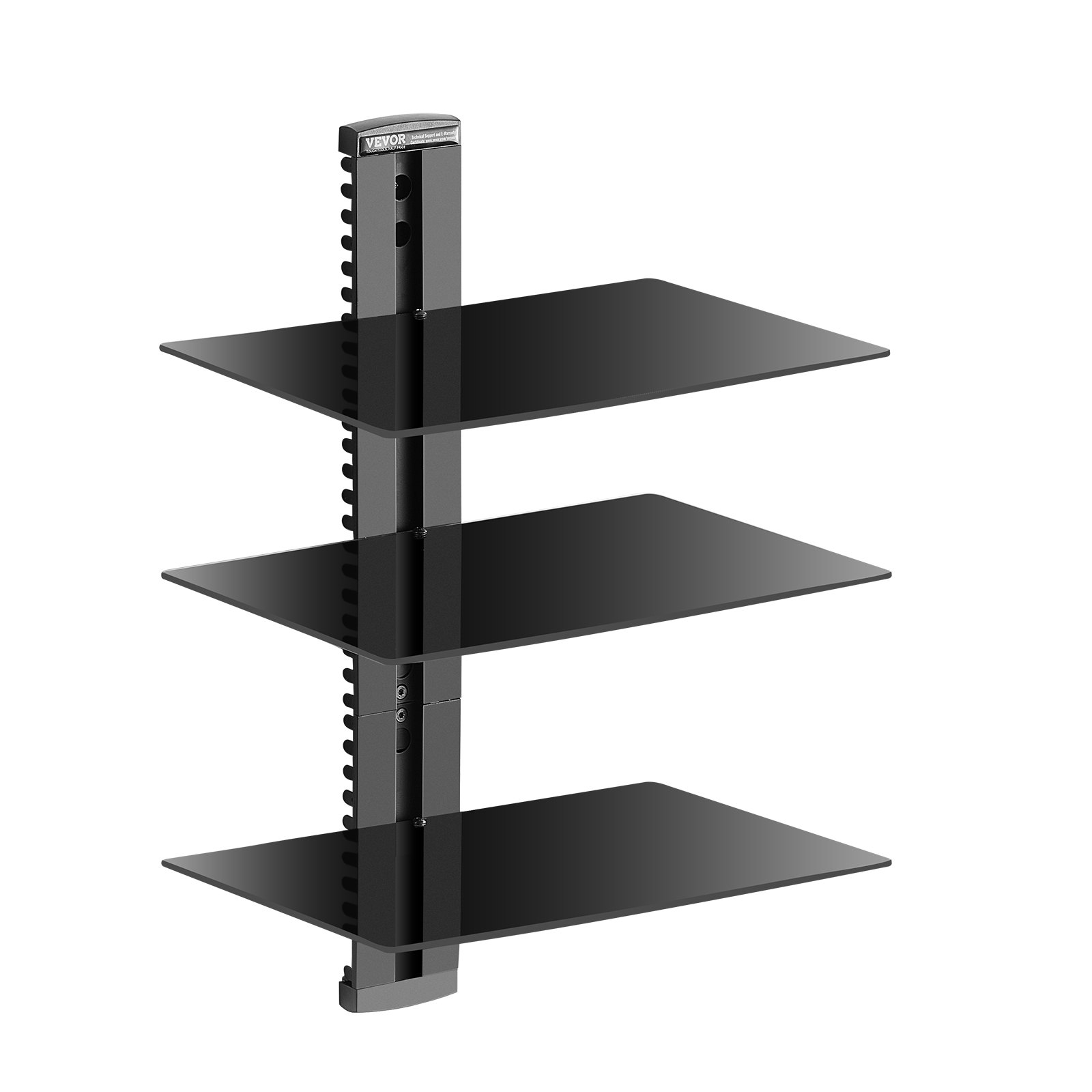 VEVOR Glass Floating Shelves, Holds up to 18 lbs, TV Wall Mount with Shelf，Strengthened Floating Entertainment Center for DVD Players / PS4 / Cable Boxes/Game Consoles/Sky Box/TV Accessories-3 Tiers