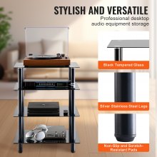 VEVOR 4-Tier AV Media Stand Strengthened Tempered Glass Audio-Video Media Stand