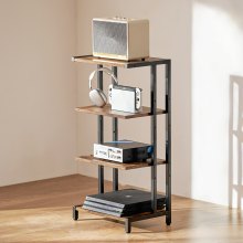 VEVOR 4-Tier AV Media Stand Height-Adjustable Wooden Audio-Video Media Stand