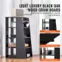 VEVOR 5-Tier AV Media Stand, Wooden Audio-Video Media Stand for DVD Players/Cable Boxes/Games Consoles, Height-Adjustable Media Storage Cabinet for Gaming, Recording Room, Black