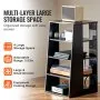 VEVOR 5-Tier AV Media Stand, Wooden Audio-Video Media Stand for DVD Players/Cable Boxes/Games Consoles, Height-Adjustable Media Storage Cabinet for Gaming, Recording Room, Black