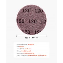 VEVOR 5-inch Mesh Abrasive Sanding Discs 50PCS 120 Grit Ceramic Mesh Sandpapers