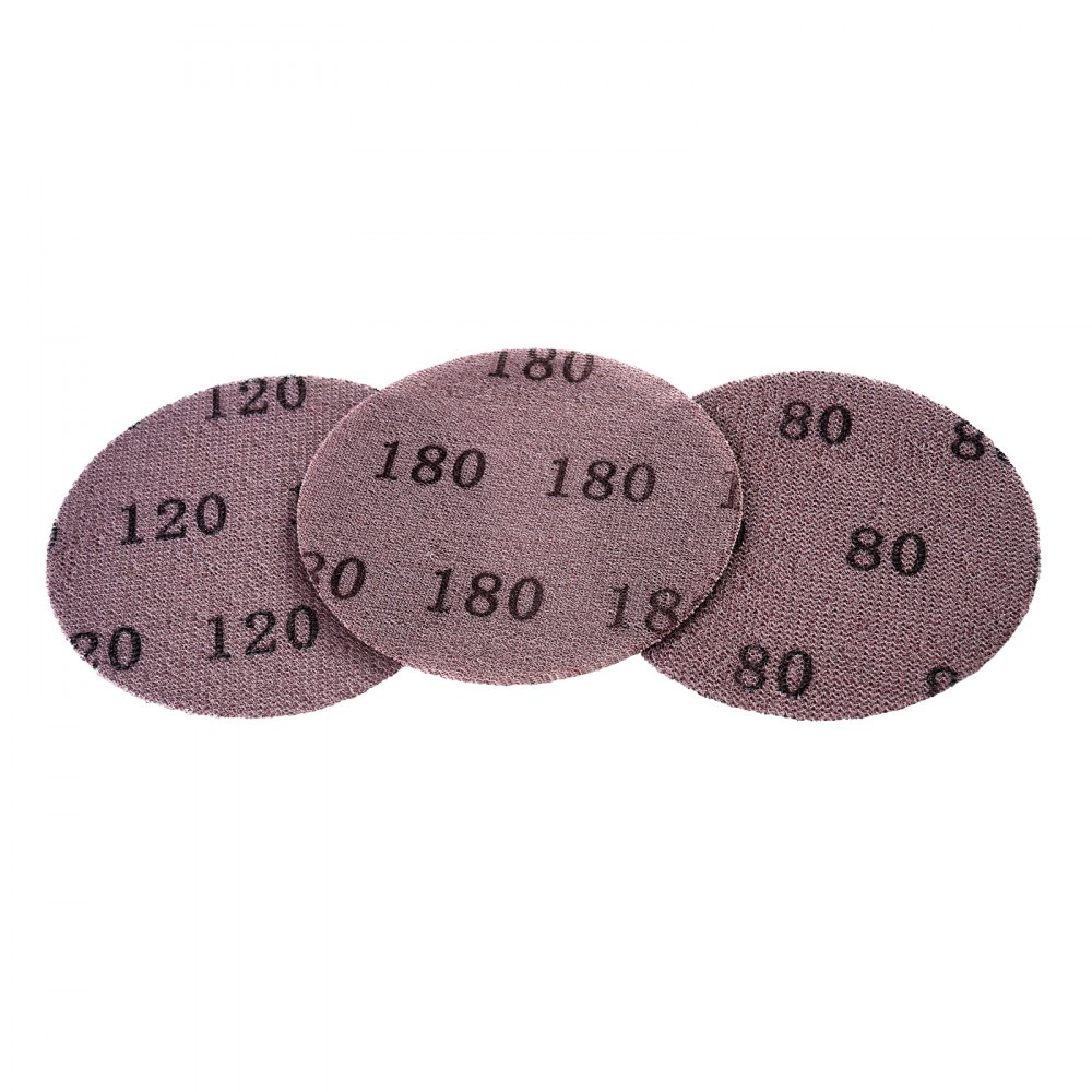 VEVOR 5-inch Mesh Abrasive Sanding Discs 50PCS, Grit 80/120/180/240/320 Assorted Anti-Clogging Ceramic Mesh Sandpapers, Hook-and-Loop Sanding Discs for Metal Wood Plaster, Car Body, Paint Removal