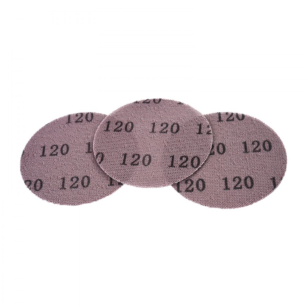 VEVOR 5-inch Mesh Abrasive Sanding Discs 50PCS, Grit 80/120/180/240/320 Assorted Anti-Clogging Ceramic Mesh Sandpapers, Hook-and-Loop Sanding Discs for Metal Wood Plaster, Car Body, Paint Removal