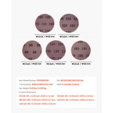 VEVOR 5-inch Mesh Abrasive Sanding Discs 50PCS Grit 80 120 80 240 320 Sandpapers