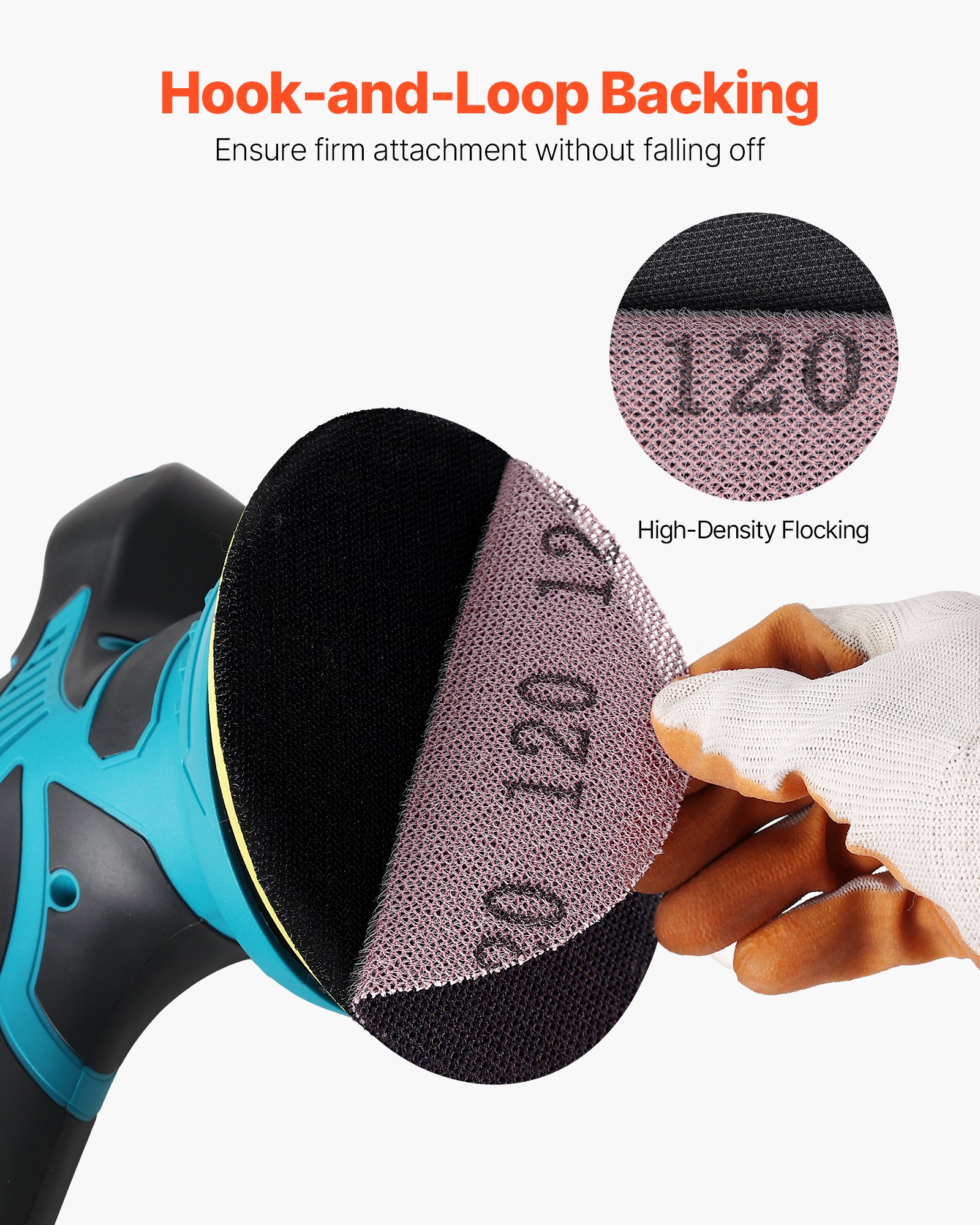 VEVOR 5-inch Mesh Abrasive Sanding Discs 50PCS, Grit 80/120/180/240/320 Assorted Anti-Clogging Ceramic Mesh Sandpapers, Hook-and-Loop Sanding Discs for Metal Wood Plaster, Car Body, Paint Removal