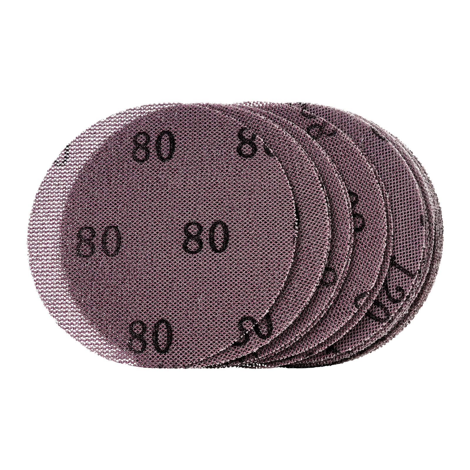 VEVOR 5-inch Mesh Abrasive Sanding Discs 50PCS, Grit 80/120/180/240/320 Assorted Anti-Clogging Ceramic Mesh Sandpapers, Hook-and-Loop Sanding Discs for Metal Wood Plaster, Car Body, Paint Removal