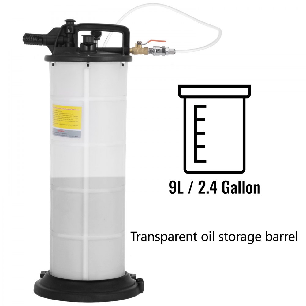 VEVOR Pneumatic Fluid Extractor 9.0 Liter Oil Extractor Pump, Air Operated Oil Coolant Brake, Pneumatic/Manual Oil Extractor Marine, Easy-to-use for Automobile Fluids Vacuum Evacuation