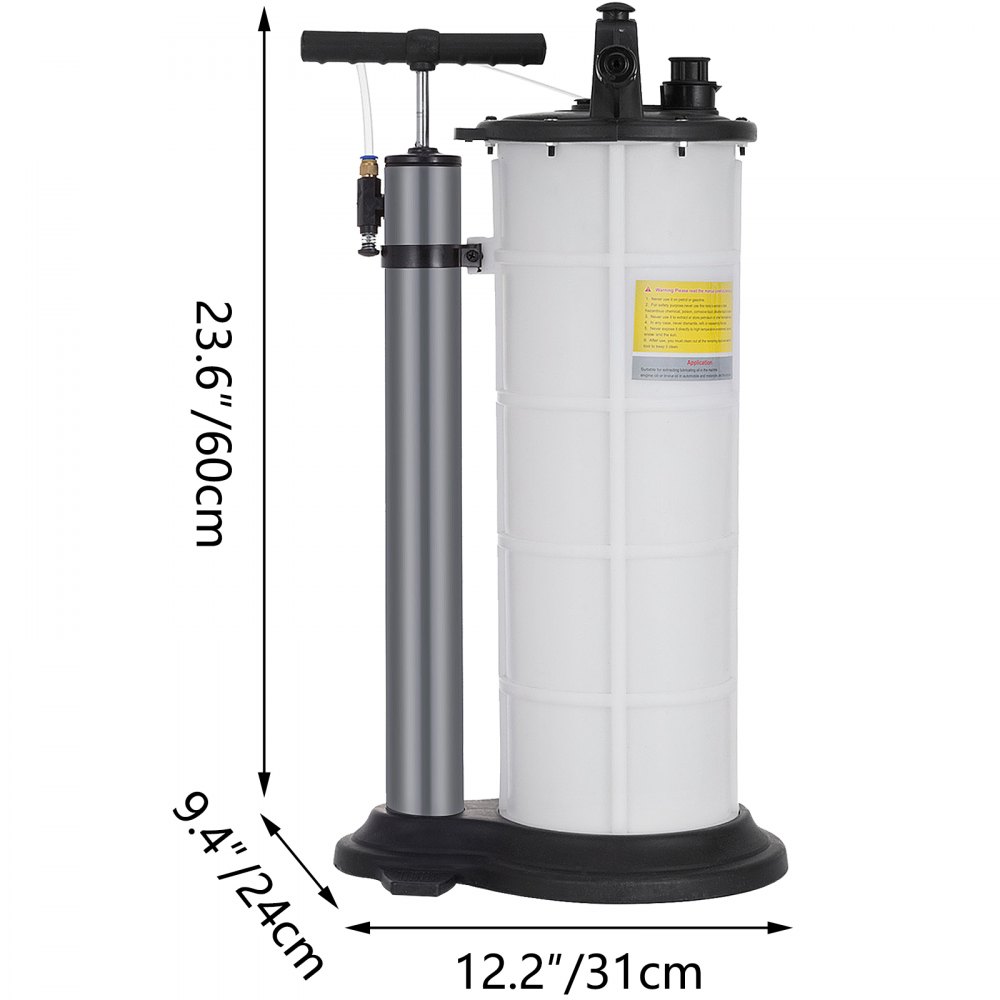 VEVOR Pneumatic Fluid Extractor 9.0 Liter Oil Extractor Pump, Air Operated Oil Coolant Brake, Pneumatic/Manual Oil Extractor Marine, Easy-to-use for Automobile Fluids Vacuum Evacuation