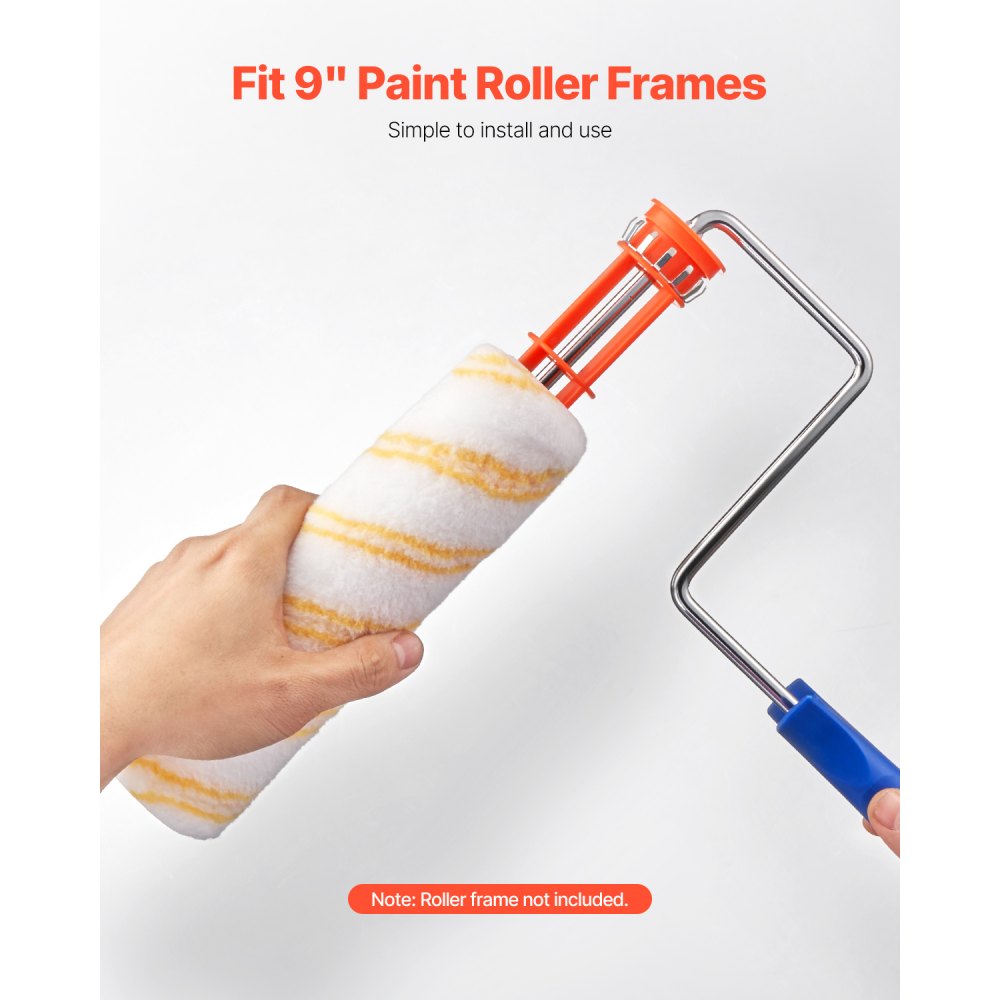 VEVOR Paint Roller Covers, 12 Pack 9 Inch Shedless Roller Covers, 3/8 Inch Nap High Dense Roller Covers for Roller Frame & Paint Roller Kit, Paint Rollers for Painting Walls, House Painting Supplies