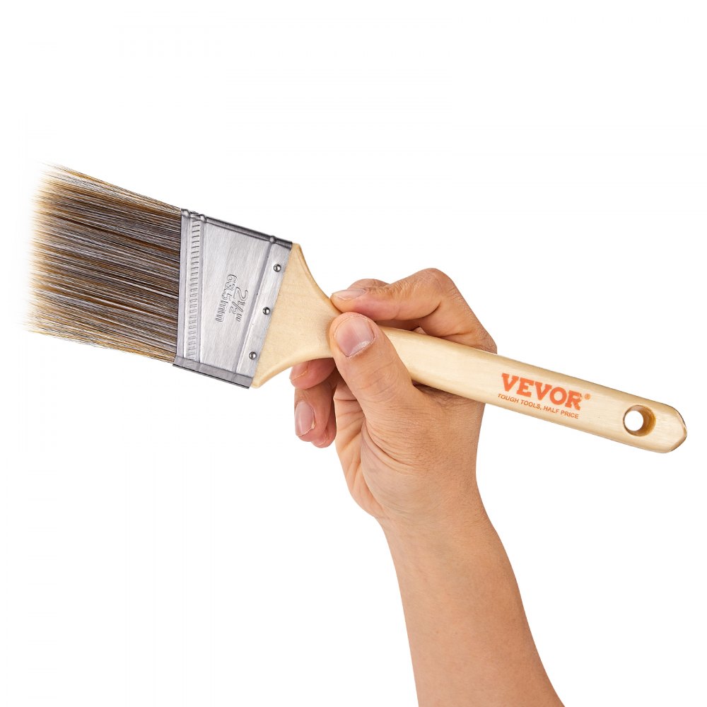 VEVOR Paint Brushes, 12 Piece Angle Paint Brush, Treated Wood Handle, Paint Brush Set for All Latex and Oil Paints & Stains, Wood Stain Brushes for Cabinets, Walls, Fences, Interior & Exterior Use