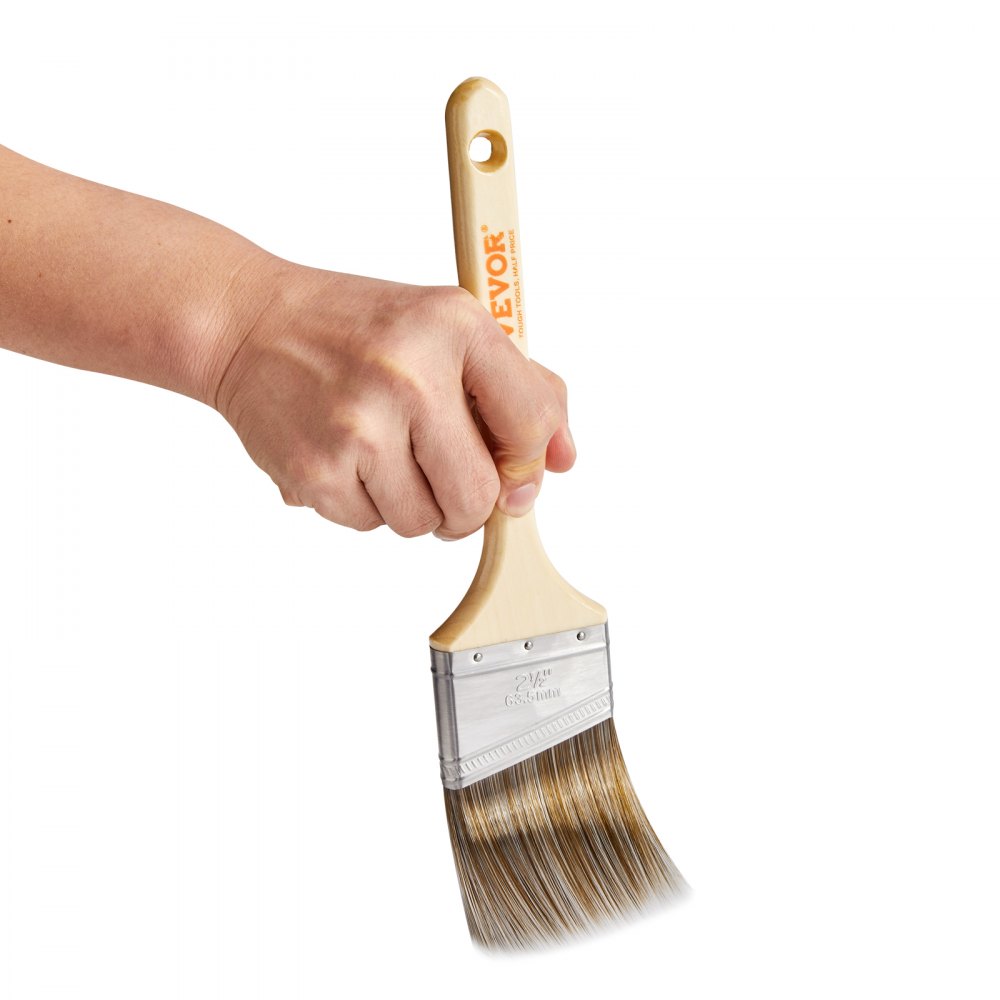 VEVOR Paint Brushes, 12 Piece Angle Paint Brush, Treated Wood Handle, Paint Brush Set for All Latex and Oil Paints & Stains, Wood Stain Brushes for Cabinets, Walls, Fences, Interior & Exterior Use