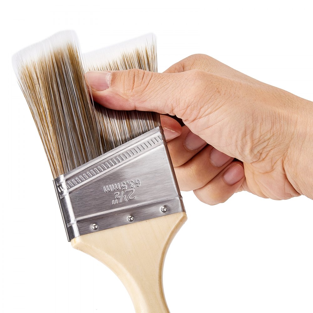 VEVOR Paint Brushes, 12 Piece Angle Paint Brush, Treated Wood Handle, Paint Brush Set for All Latex and Oil Paints & Stains, Wood Stain Brushes for Cabinets, Walls, Fences, Interior & Exterior Use