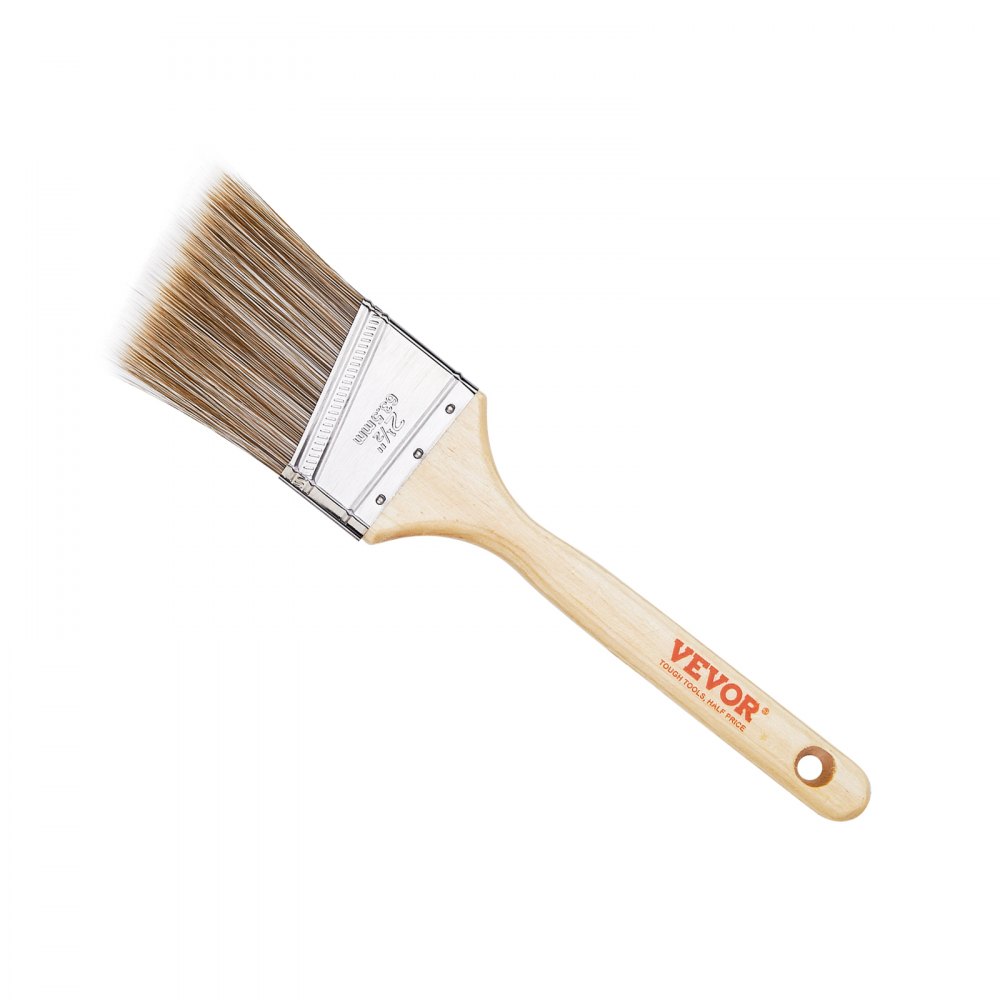 VEVOR Paint Brushes, 12 Piece Angle Paint Brush, Treated Wood Handle, Paint Brush Set for All Latex and Oil Paints & Stains, Wood Stain Brushes for Cabinets, Walls, Fences, Interior & Exterior Use