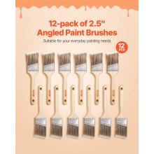 Paint Brush 12 Piece Angle Paint Brush with Wood Handle Interior & Exterior Use