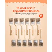 Paint Brush 12 Piece Angle Paint Brush with Wood Handle Interior & Exterior Use