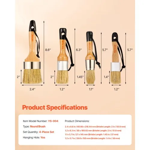 VEVOR VEVOR Pinceles de cera para tiza (4 unidades), para