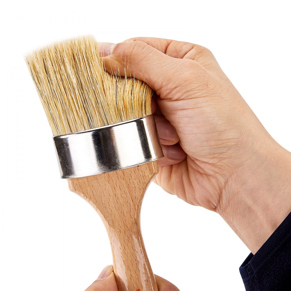 VEVOR Chalk Wax Paint Brush, 4 Piece Wax Paint Brush, Chalk Paint Brushes for Furniture, Acrylic Paint,Milk Paint,Home Decor, Natural Bristle Round Oval Chalk Paint Brush for All Painting and Waxing