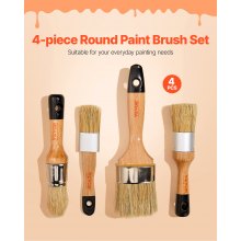 Chalk Wax Paint Brush 4 Piece Furniture Paint Brushes for Painting & Waxing